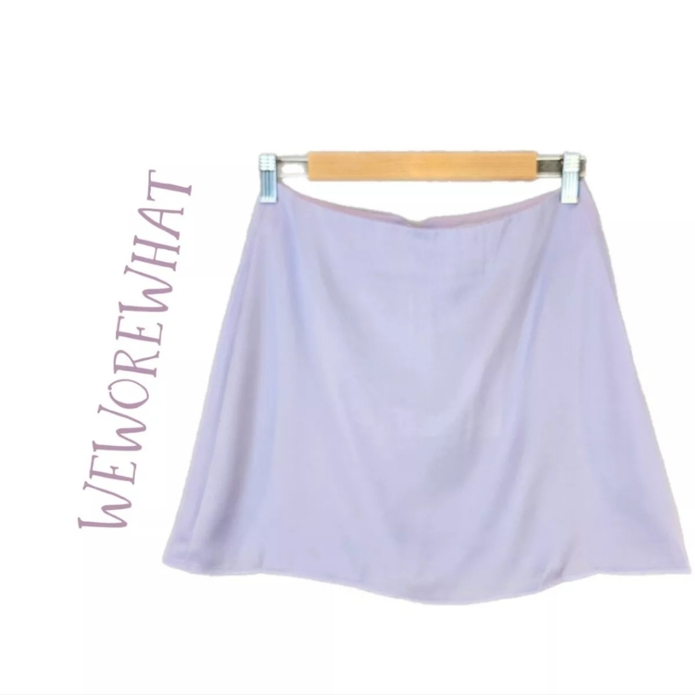 WE WORE WHAT Womens Mini Slip Skirt Sz-S Satin Charmeuse Heather Purple Revolve‎